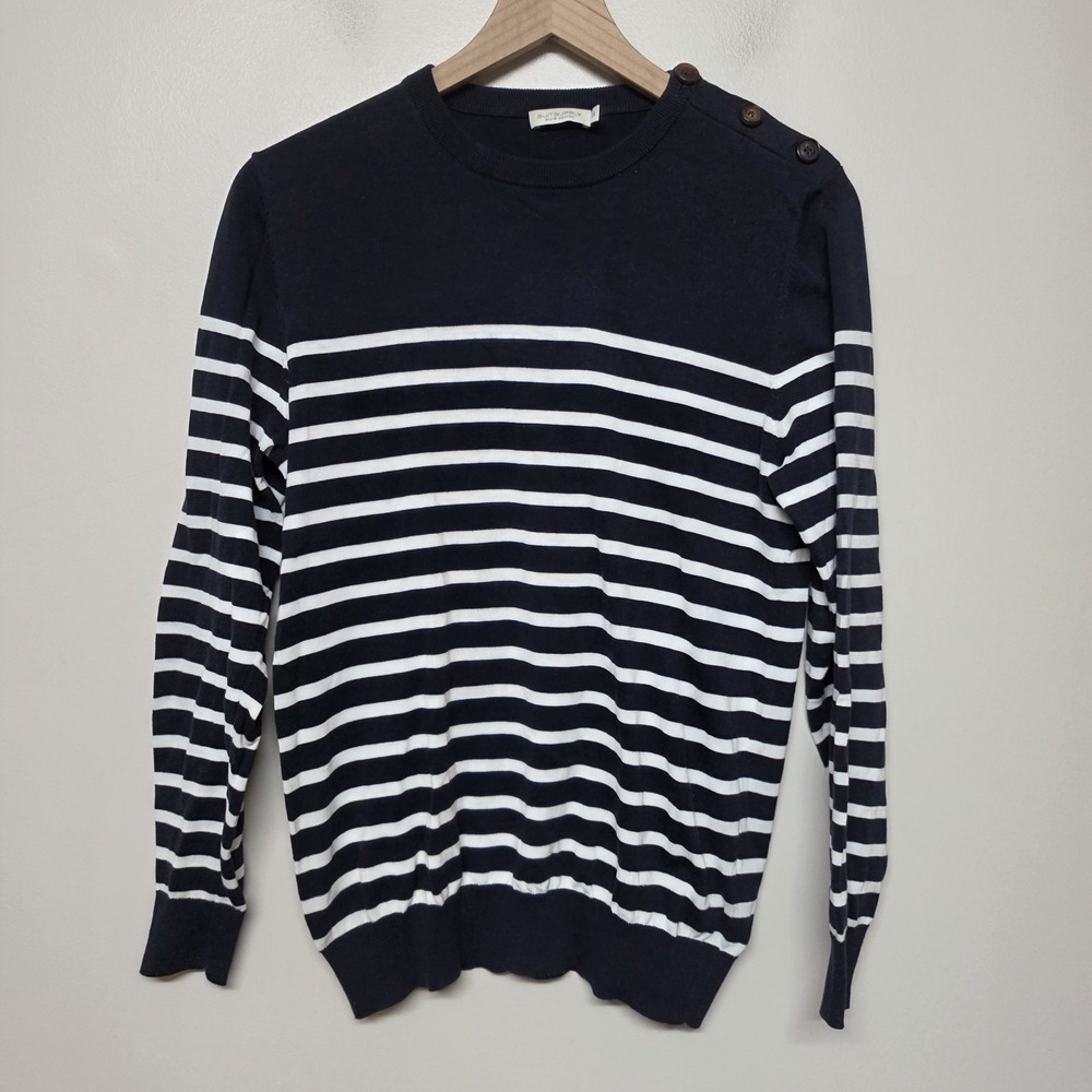 Suitsupply Mens Jumper Navy‎ Blue Small Cotton Knitted Stripped Pullover Preppy